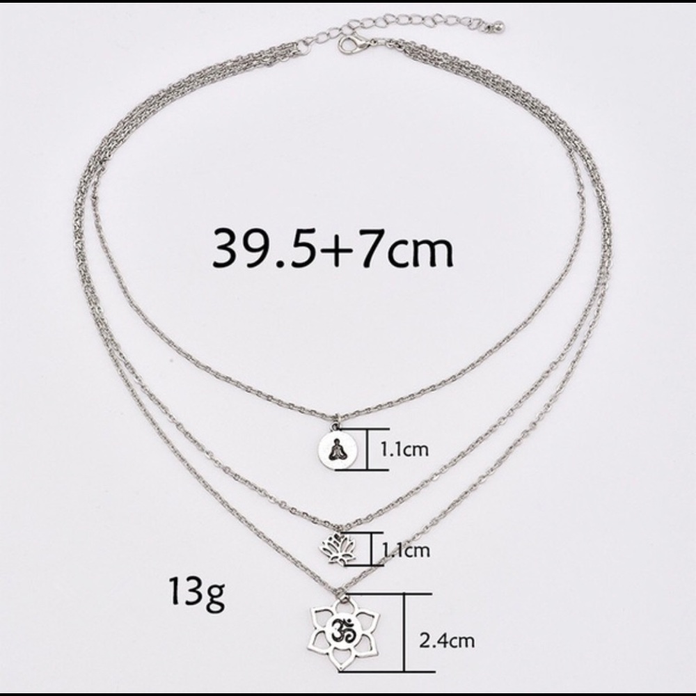 3 layer lotus flower necklace - Picture 3 of 7